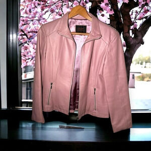 Oscar leopold genuine lambskin leather pastel  pink jacket M